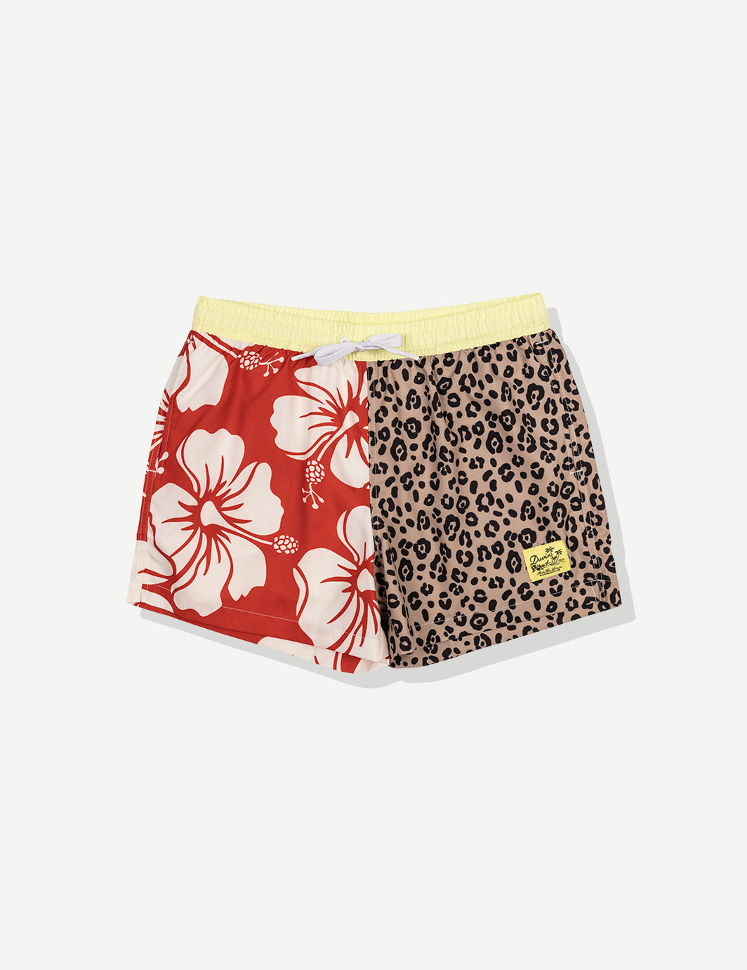 Split Flower Swim Short - Red
