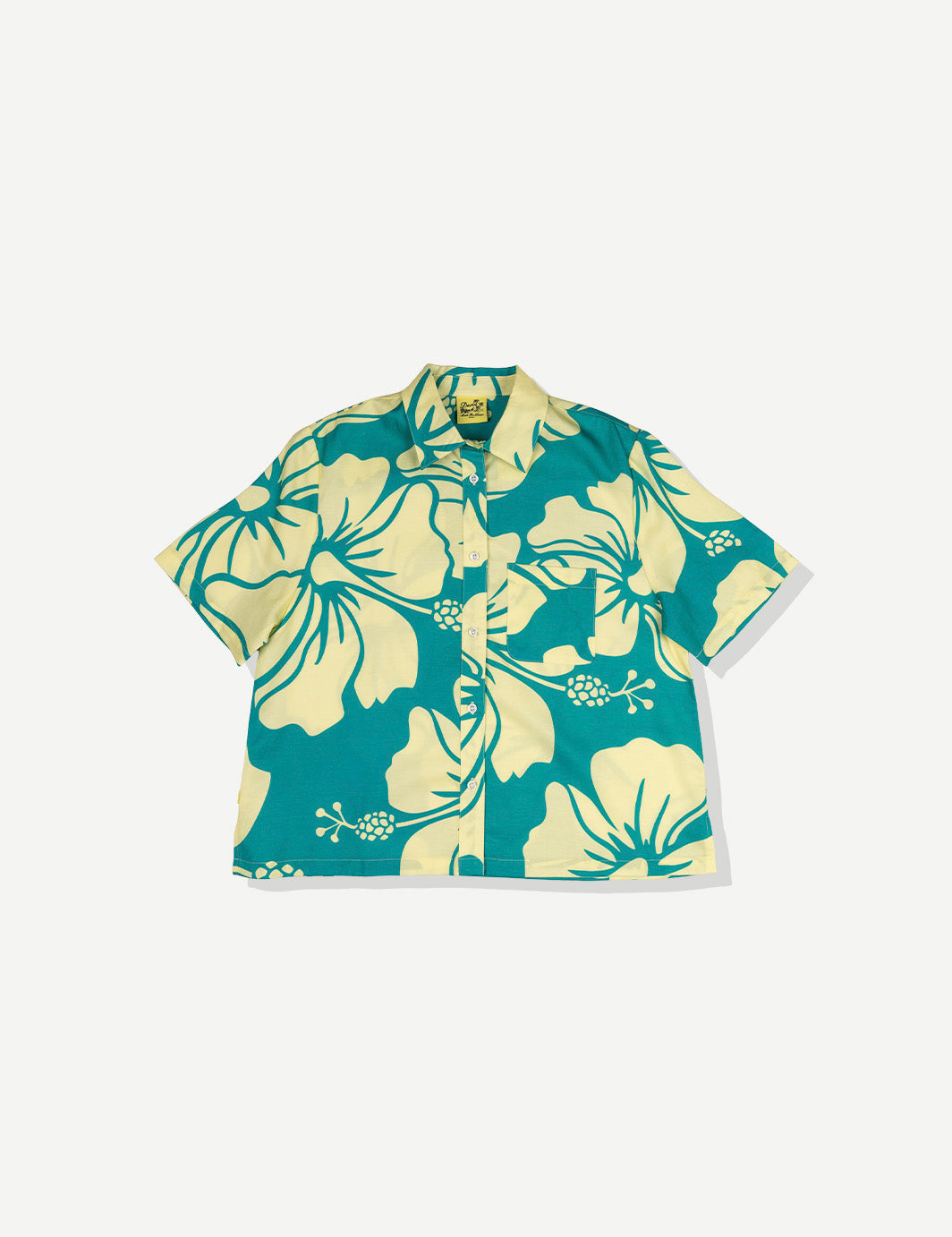 Hibiscus Crop Buttonup - Marine