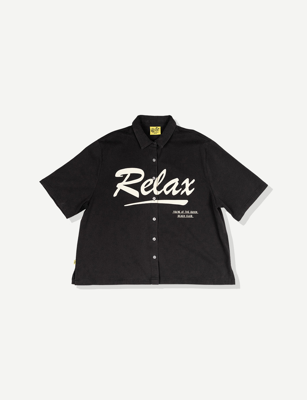 Relax Cotton Crop Buttonup - Black