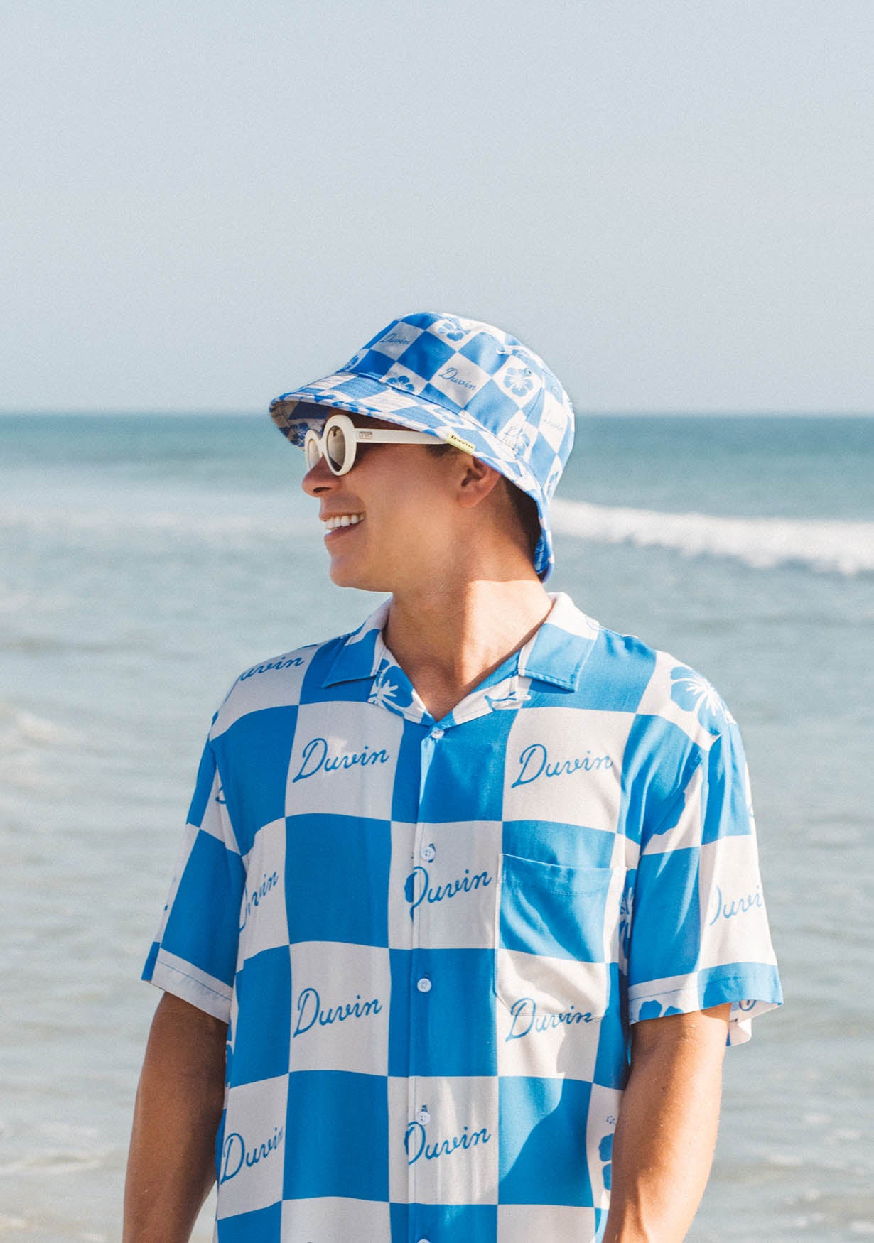 Checker Flower Buttonup - Blue