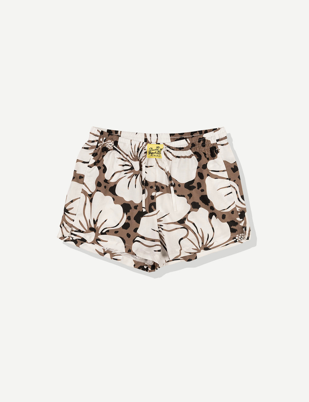 cute duvin floral and lweopard print beach shorts