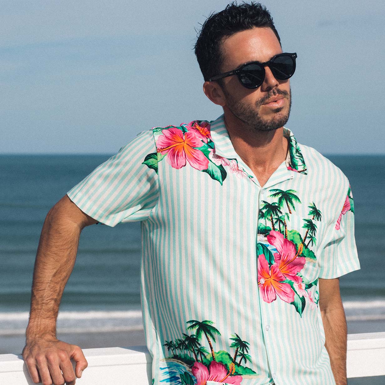 Pinstripes Floral Buttonup Shirt