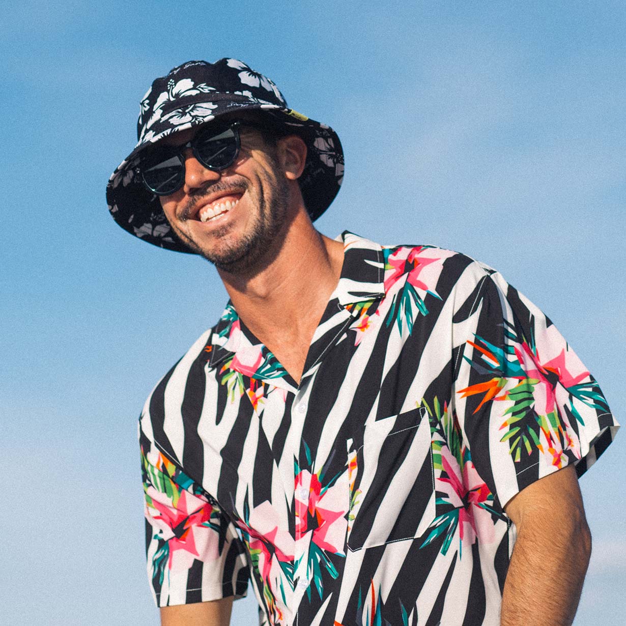 Zebra Floral Buttonup Shirt - Lightweight Stretch