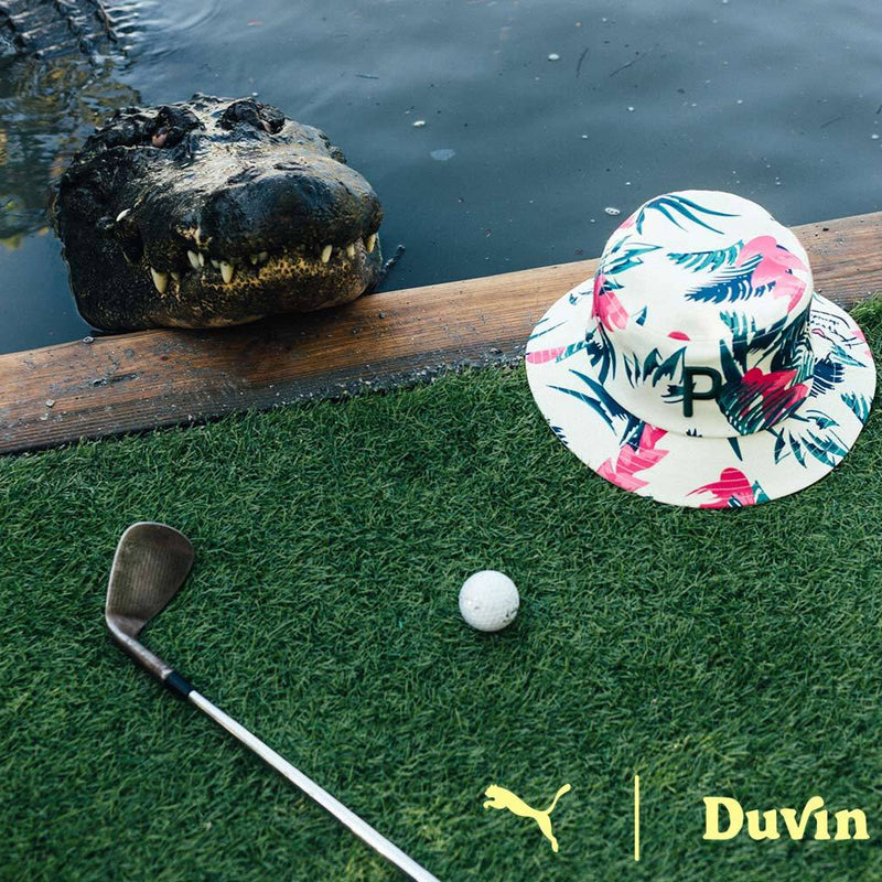 aligator with hat and golf club