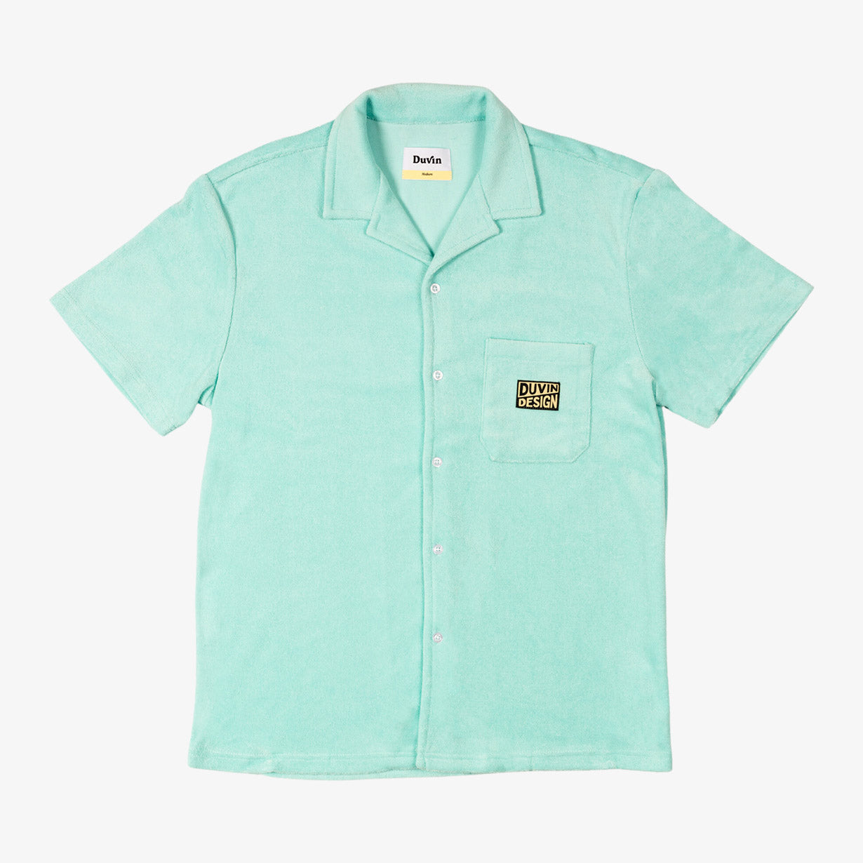 Terry Cloth Buttonup | Short Sleeve Terry Button Up Teal | Duvin