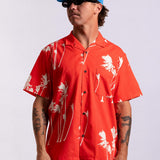 Hurricane Palm Stretch Cabana Shirt - Red