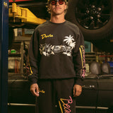 Beach Club Wide Leg Sweatpant - Black