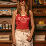 Relax Ribbed Tank - Red