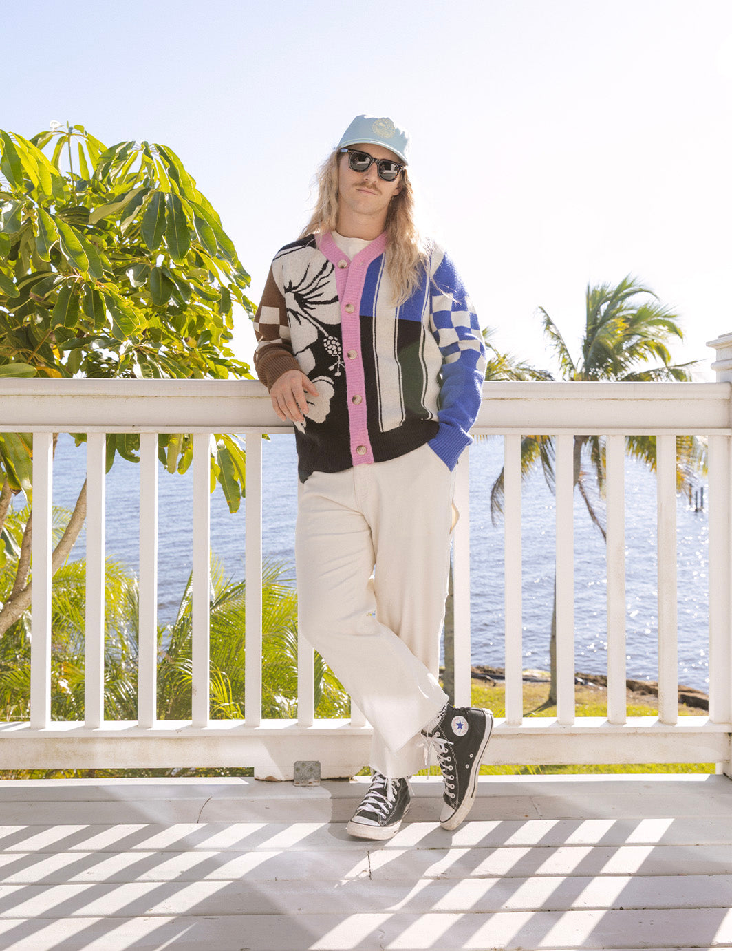 deres デレス　Harmony cardigan Hibiscus Stripe Knit Cardigan - Duvin Design Co.