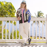 Hibiscus Stripe Knit Cardigan