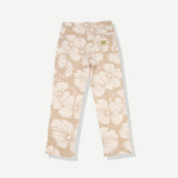 Loose Anti-Workwear Pant - Tan Hibiscus