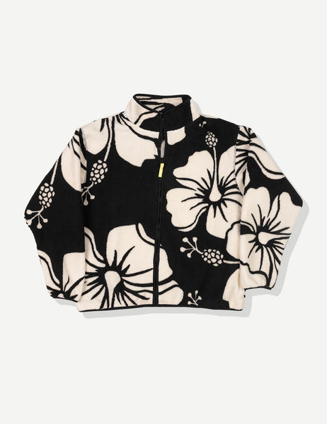 Hibiscus Full Zip Sherpa - Black - Duvin Design Co.