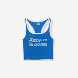 On Vacation Ribbed Tank - Blue