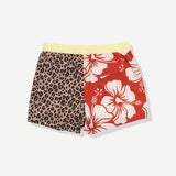 Split Flower Swim Short - Red