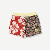 Split Flower Swim Short - Red