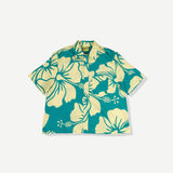 Hibiscus Crop Buttonup - Marine