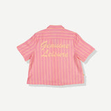 Catch Of The Day Crop Buttonup - Pink