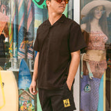 Basics Leisure Stretch Cabana Shirt Black