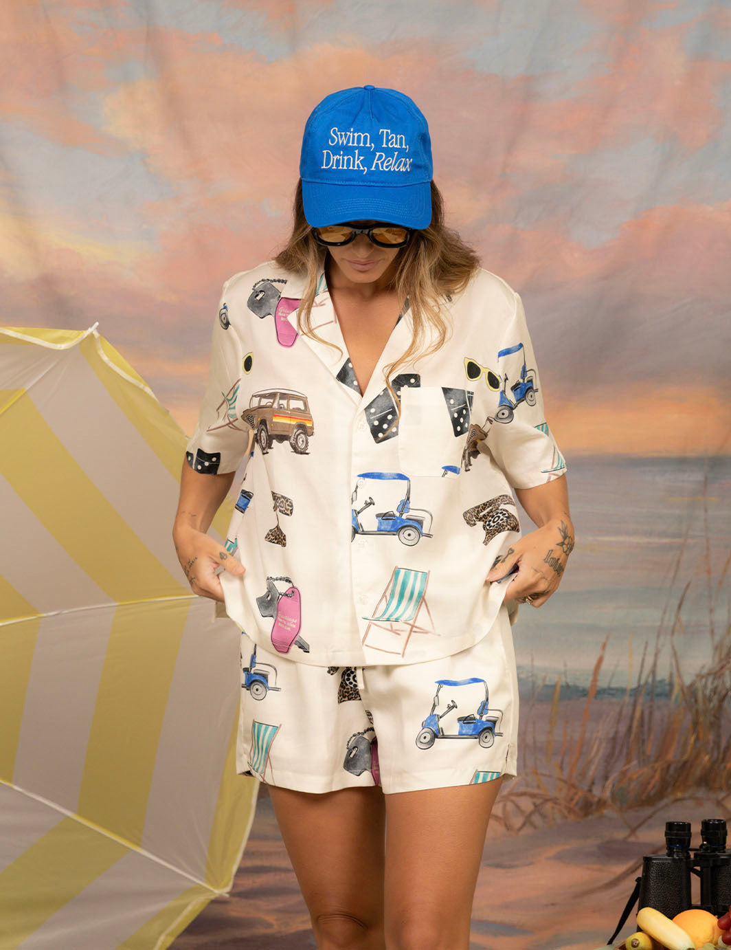Beach Icon Crop Buttonup
