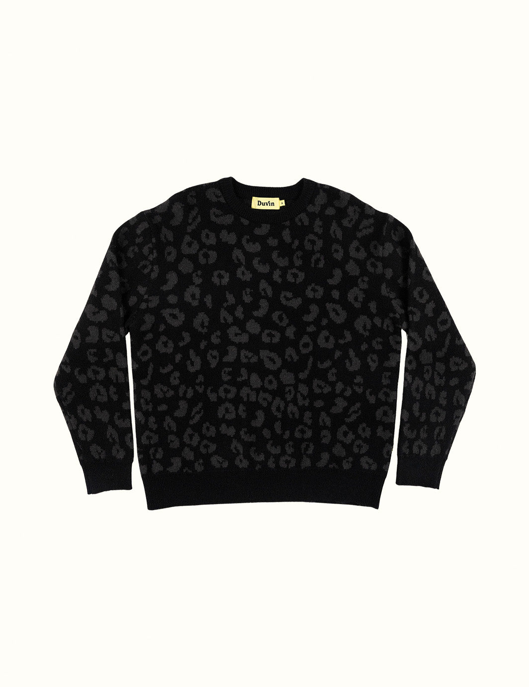 Black Leopard Crew Knit Sweater