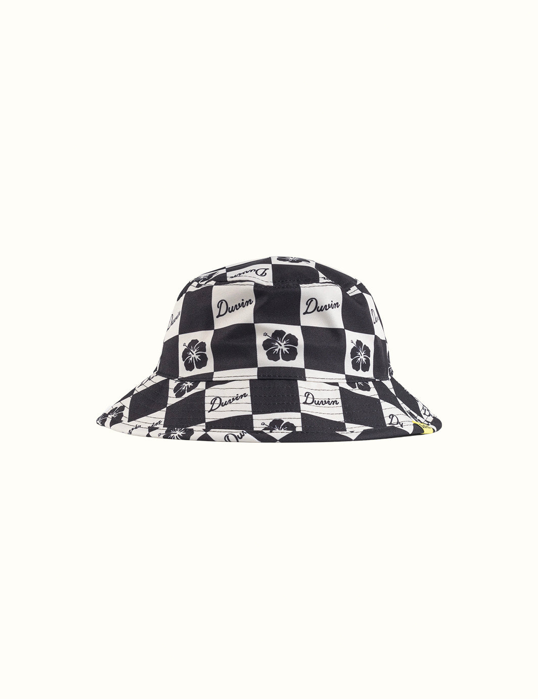 Checker Floral Bucket Hat - Black