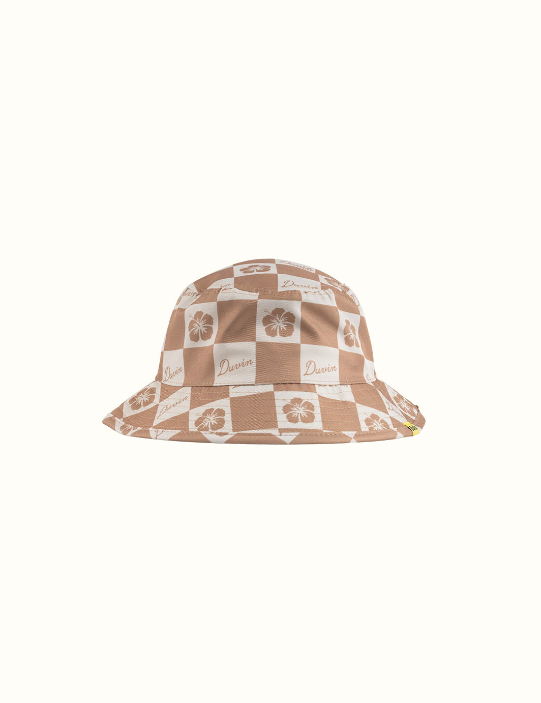 Checker Floral Bucket hat - Tan