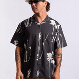 Hurricane Palm Stretch Cabana Shirt - Black