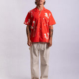 Hurricane Palm Stretch Cabana Shirt - Red