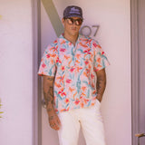 Pastel Flower Stretch Cabana Shirt