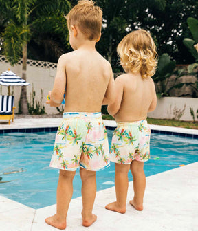 Pastel Palmy Swim Short - Kids