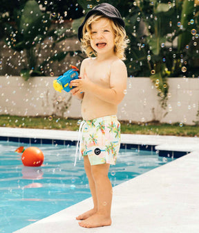 Kids Beige Palm Swim Shorts