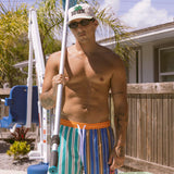 Double Stripes Split Swim Short