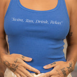 Swim Tan Relax Ribbed Tank - Blue