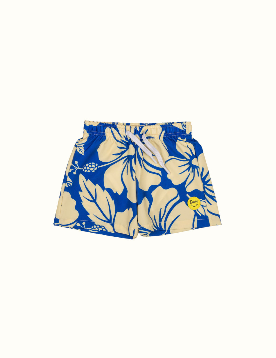 Audrey Toile Drawstring Swim Shorts in Blue (12mths- 10yrs)