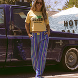 Womens Vertical Blue Tencel Cabana Pant