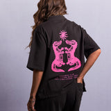 Gator Cotton Crop Cabana Shirt - Black