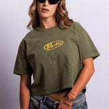 Oval Flower Crop Tee - Green