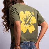 Oval Flower Crop Tee - Green