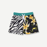 Flower Zebra Swim Short Black - Boys