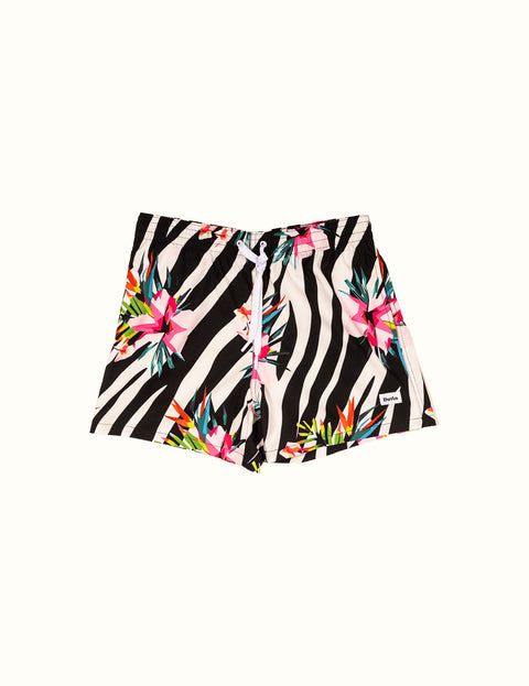 Yoga Hotpants - Cream Black Zebra - Beach Shorts