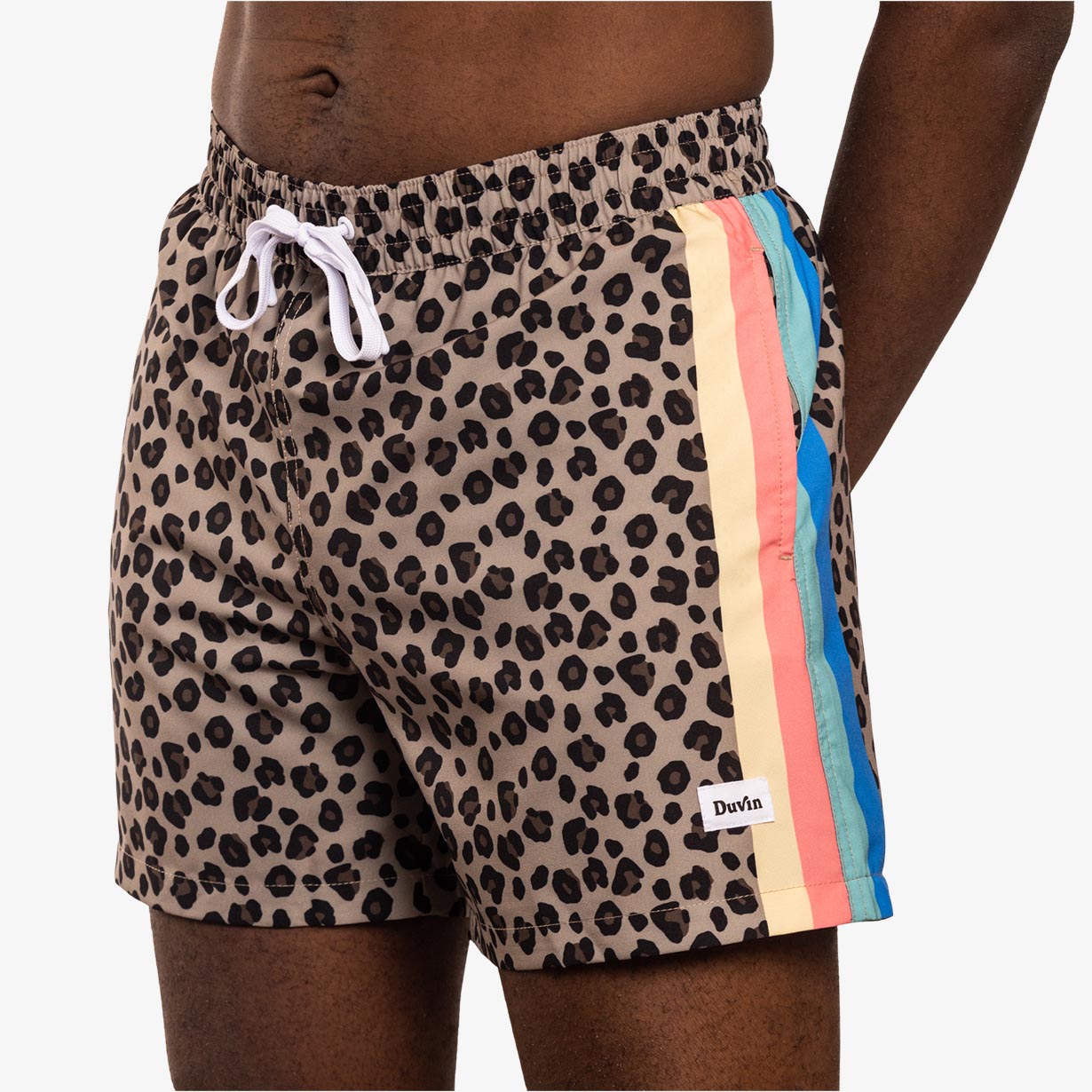 Mens cheetah sale print swim trunks