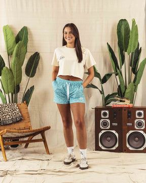 Leopard Mesh Lounge Short Blue