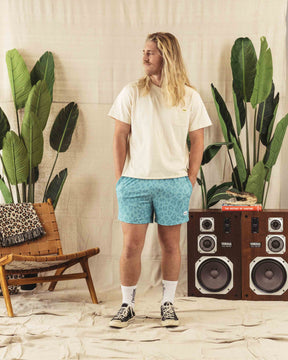 Leopard Mesh Lounge Short Blue