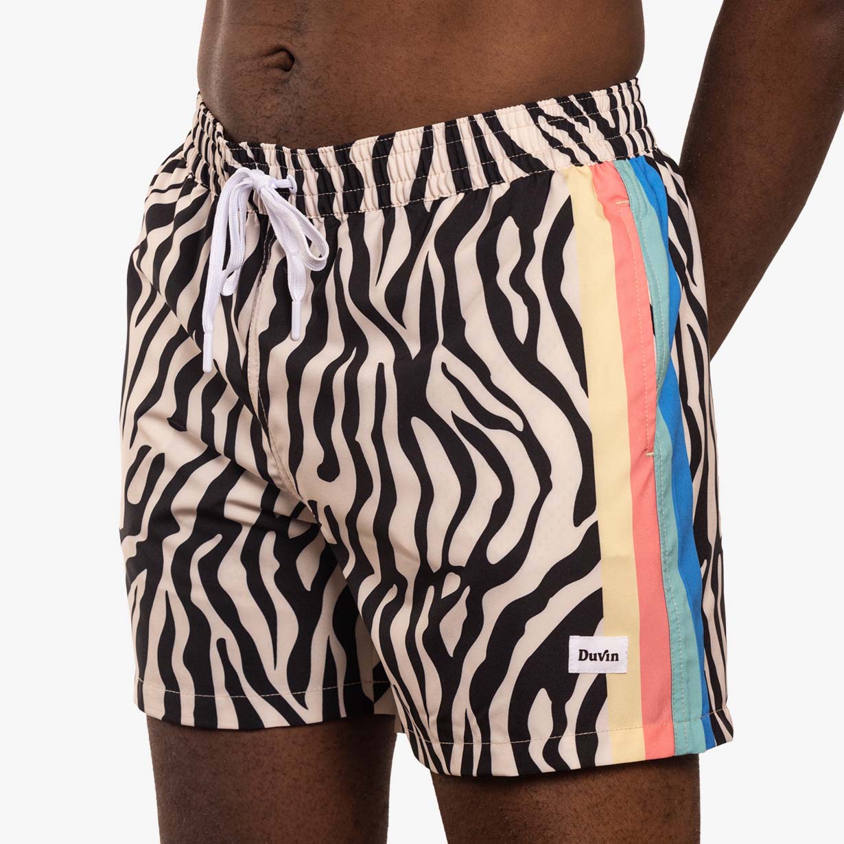 Zebra print sale swim trunks