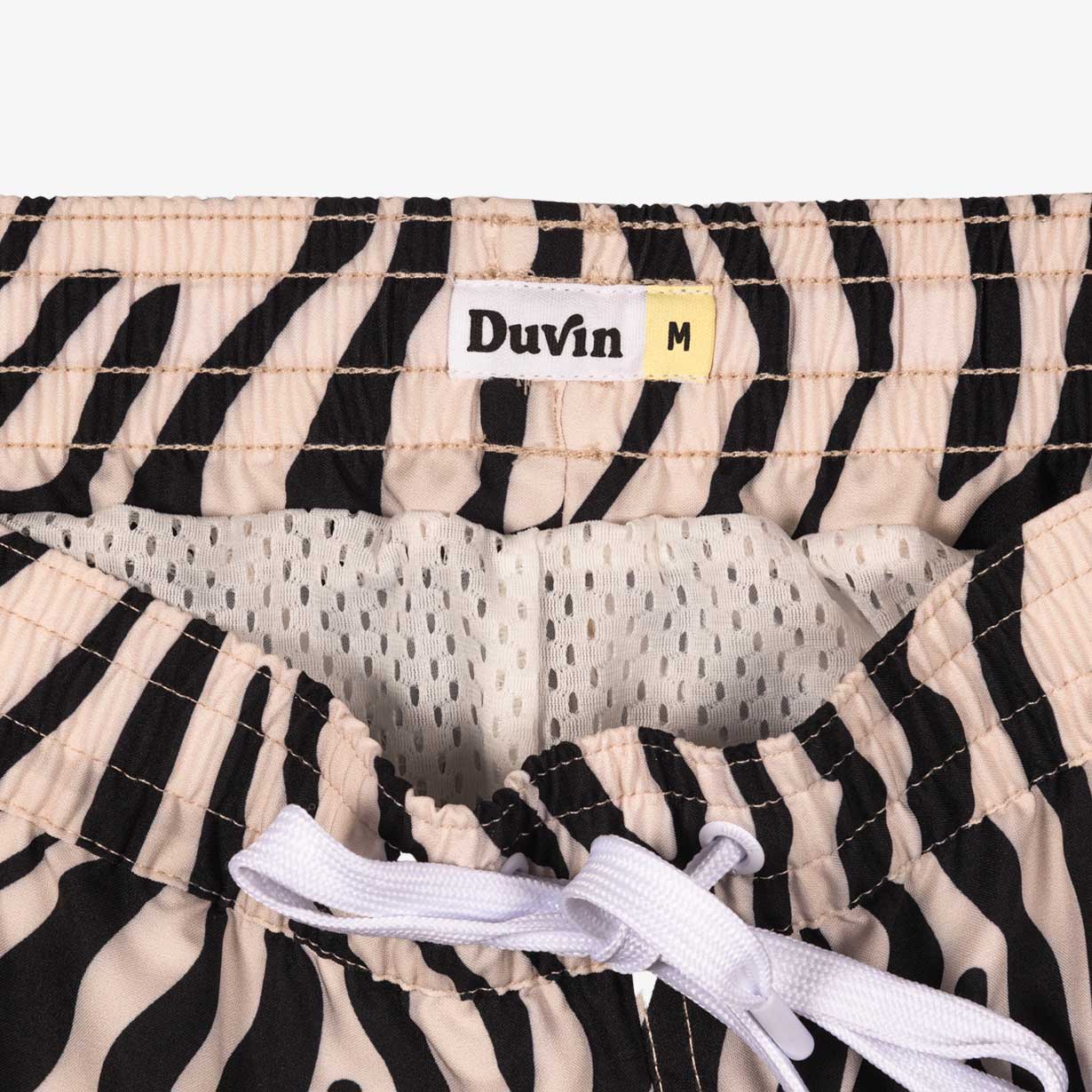 Zebra Disco Swim Short, 5'' Inseam White Swim Shorts